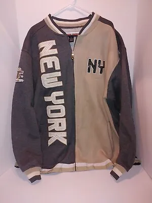 Veezo Wear Mens Basketball Jacket New York Gray/Tan 100% Acrylic Fleece Sz XL • $45