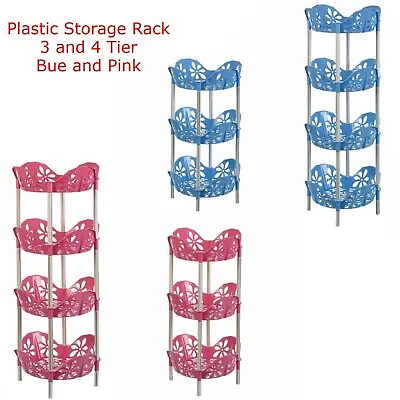 3 4 Tier Vegetable Fruit Storage Rack Kitchen Utility Bathroom Multipurpose Rack • £9.99