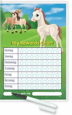 Reward Chart HORSES MAGNETIC AVAILABLE WITH FREE PEN & STARS -HORR • £2.60