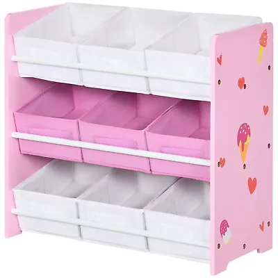 Childrens Storage Unit 9 Removable Storage Baskets For Nursery Playroom Pink • £40.82