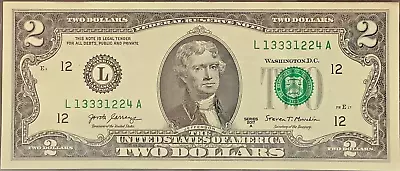 2017 $2 DOLLAR BILL Reserve Note Uncirculated OTC Gold Seal - Great Gifts Money • $36.25