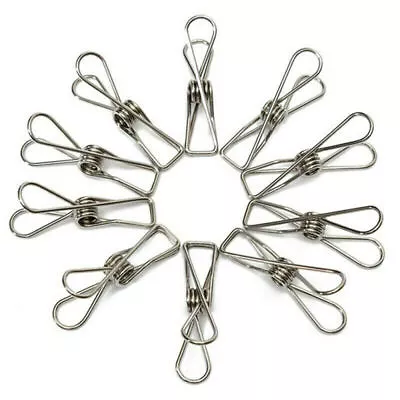 20*Metal Wire Clips Clamps Stainless Steel Washing Line Clothes Pegs Hang Pins C • $5.72