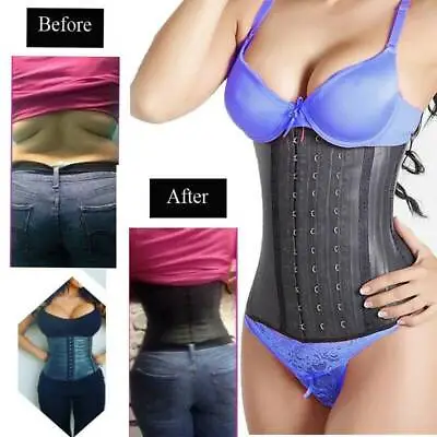 UK Latex Corset Body Shaper Waist Trainer Cincher Tummy Control Girdle Shapewear • £21.79