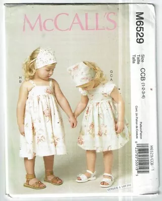 McCalls #M6529 Child's Dress-Top-Headbands Or Kerchiefs Pattern Sz: 1-4 UC • $8.99