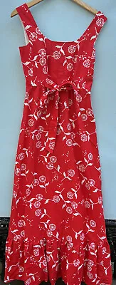 Malia Honolulu Vintage Dress 10 Orange Red White Maxi Hawaiian Floral Sleeveless • $71.99