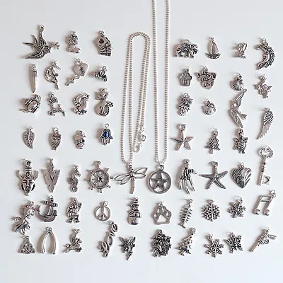 Multiple Design Antique/Tibetan Silver Charm Pendant Ball Chain Necklaces 16  • £3.15