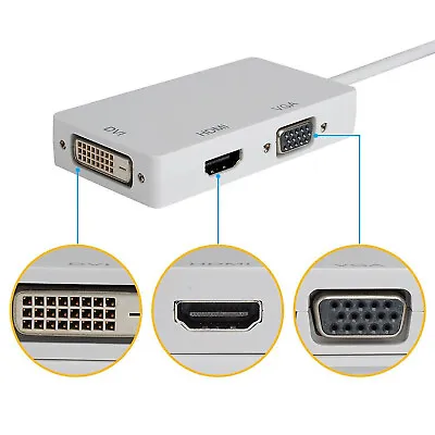 For MacBook Pro/MacBook Air 3 IN1 Mini Dp To HDMI/DVI/VGA Adapter Convert Cable • $12.35