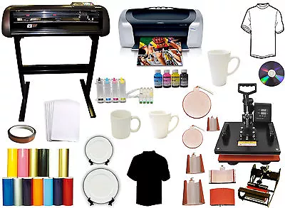 8in1 Combo Heat Press 28 1000g Force Vinyl Cutter Plotter Printer Sublimation PK • $1488.98