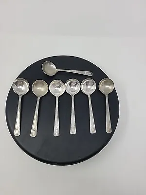 Lot Of 7 National Silver Co EPNS Silver Plate Spoons Art Deco Design  • $30