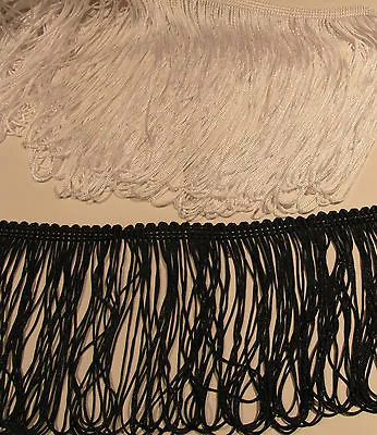 Looped Fringe - Fringing Trim - Great For Costumes / Curtains - Black / White • £3.95