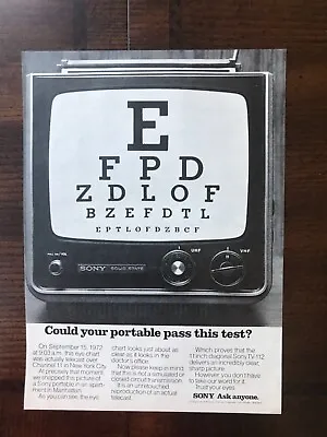 1972 Vintage Original Print Ad Sony Solid State Television Set • $10.99