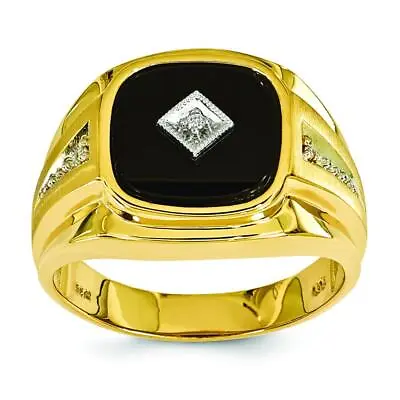 14K Gold Onyx & Diamond Mens Ring Jewelry Sz 10 New  • $450.03