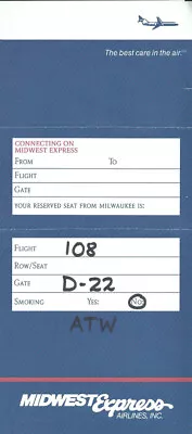 Midwest Express Airlines Ticket Jacket Wallet Best Care V1 [1041] Buy 4+ Save 50 • $3.99