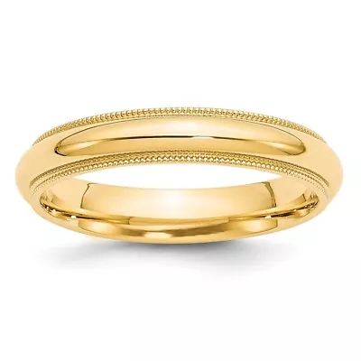 10k Yellow Gold 4mm Milgrain Round Wedding Band Ring For Men Size 10 • $504