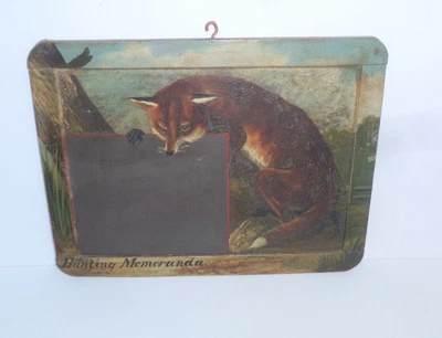 Charming Victorian Fox Painted On Slate Hunting Memoranda C1890 • £295