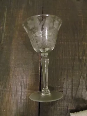 VTG Martinsville Viking Glass Stemmed Wine 5.25  Etched Prelude Cordial 2 Oz. • $9.99