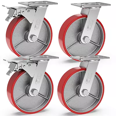 GBL Heavy Duty Castor Wheels With 2 Brakes + Screws - 150Mm Up To 1280KG - Pack • £74.05