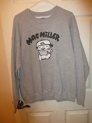 Super RARE Mac Miller Gray Sweatshirt With Baby Mac On It RIP Large • $275