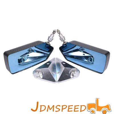 Side Rearview Mirror With Blue Mirror F1 Racing Car Drift Carbon Fiber Looks ABS • $232.99