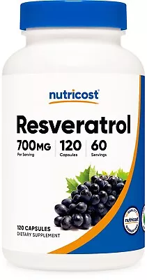 Nutricost Resveratrol 700mg 120 Capsules - Gluten Free Non-GMO Vegan • $22.98