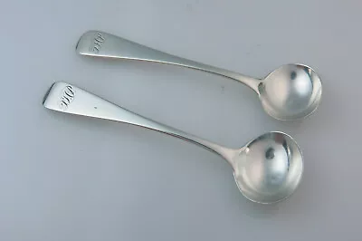 Antique Pair Sterling Silver Large Bowl Salt Spoons 1831 I H C Lias Brothers • £35