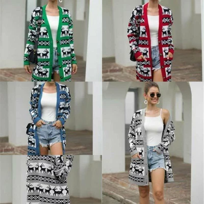 $39.99 • Buy Warm Knitwear Christmas Sweater Tops Cardigan Loose Knitted Winter Jacket Womens