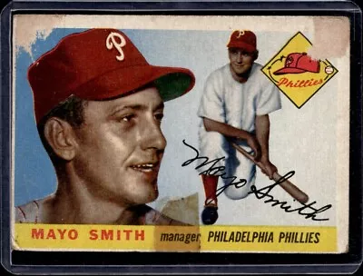 1955 Topps Philadelphia Phillies Baseball Card #130 Mayo Smith (POOR - FILLER) • $1.99