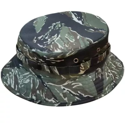 Vietnam War Short Brim JWS Tiger Stripe Camouflage Boonie Hat - Sz 7 1/2 • $30