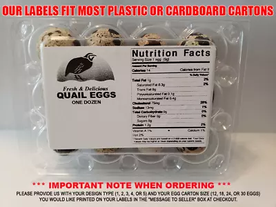 Quail Egg Carton Labels 25/labels (carton Not Included) • $8.95