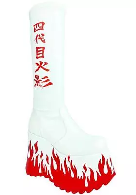 YRU SHOES Zen Hokage [White/Red] | PLATFORM BOOTS** Gothic • $226.95