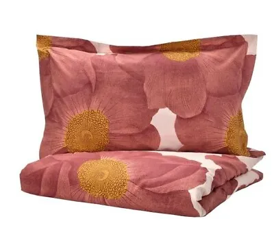 Ikea Svartklint Double Duvet Set 200x200 Cm 2 Pillowcases Light/Dark Pink Flower • £46.09