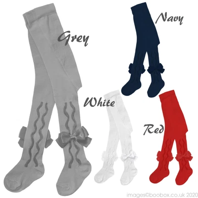 £6.99 • Buy Pex Baby Girls Satin Bow Ruffle Tights Cotton Rich Spanish Grey Red 0-3 Years