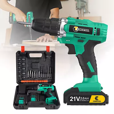 2 Battery 21V Cordless Drill Combi Driver High Power Electric Screwdriver Set UK • £25.99