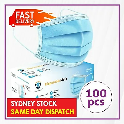 100Pc Disposable Face Mask Protective Masks 3 Layer Meltblown Filter General Use • $19