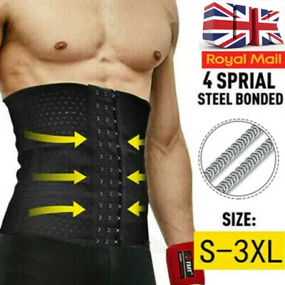 Men's Waist Trainer Body Shaper Tummy Control Girdle Belt Fat Burner Corset Gym • £6.79