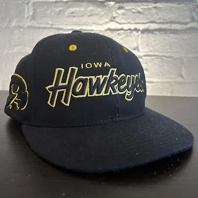 Iowa Hawkeyes Snapback Hat Vintage Script Black Single Line • $12.99