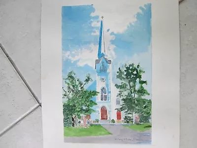 Lakeville CT St.Martin Of Tour/ W/C Print / 8 1/2  X 11  / Mimi Davis Artist • $10