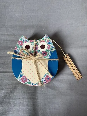 £9.99 • Buy Set Of 4 Sass & Belle Wooden Floral Spring Owl Coasters