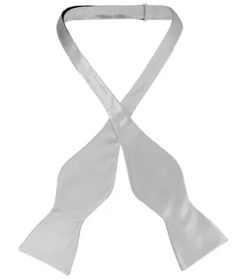 Biagio SELF TIE Bow Tie Solid SILVER GREY Color Mens Gray BowTie • $12.95