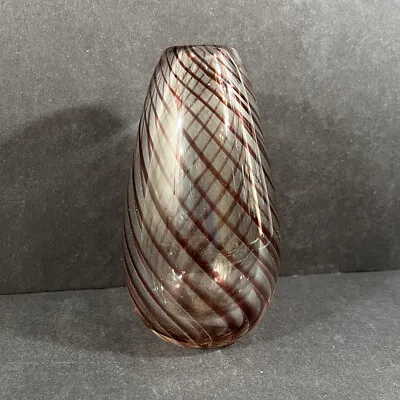 Willy Johansson Swirl Spiral Art Glass Vase 6.25” Netherlands Hadeland 1960s • $50