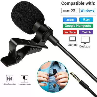 HD Clip-on Lapel Mini Lavalier Mic Microphone For Mobile Phone PC Recording Live • £3.79