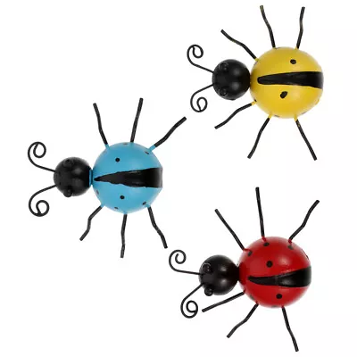 3 Pcs Metal Garden Wall Toy Simulated Ladybug Ornaments • £11.19
