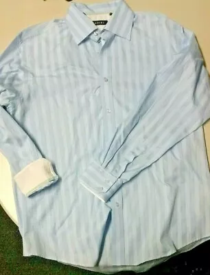 Zagiri Mens Button Down Shirt Blue And White Striped Long Sleeve Flip Cuff Large • $14.99