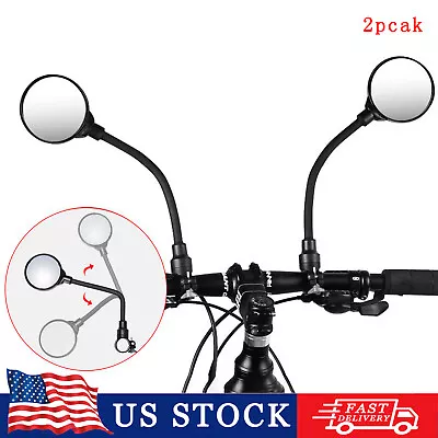 2Pack Flexible Bike Rear View Mirror Mtb Road Bicycle Handlebar Rearview Convex • $14.99