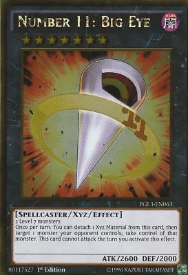 *** Number 11: Big Eye *** 1st Edtion Premium Gold Rare Pgl3-en063 Yugioh! • $6