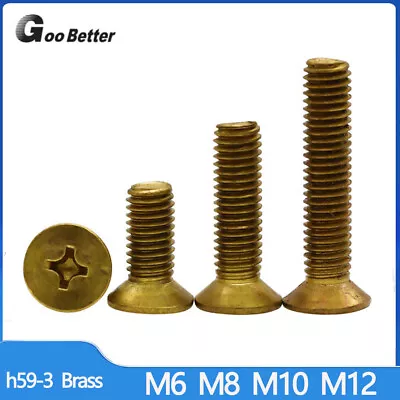 Brass M3 M4 M5 M6 Phillips Machine Screws Countersunk Flat Head Bolts DIN 965 • £1.55