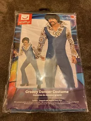 60s 70s Groovy Dancer Disco Costume Retro Mens Fancy Dress Jumpsuit Outfit • £14