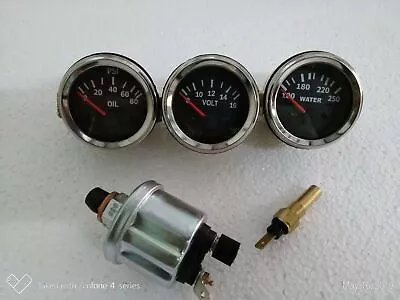 Electrical Gauges Set- Volt Gauge Temp Gauge Oil Pressure Gauge With SENDER • $58.70