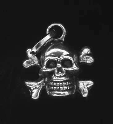 Motorcycle Biker Goth Gothic Silver Skull & Crossbone Bones Charm Pendant Loop • $1.19