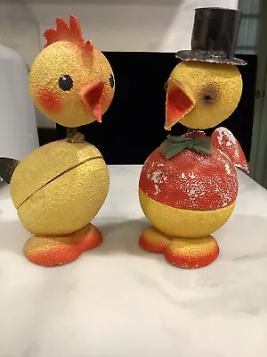 Vintage Pair  Paper Mache Candy Containers Bobble Head Nodders Germany • $65